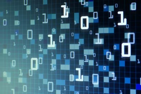 Computer data matrix. vertical digital binary code moving motion downward. li Stock Photos