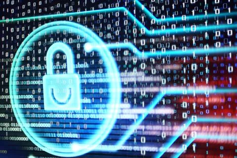 Computer data matrix. vertical digital binary code moving motion downward. li Stock Photos