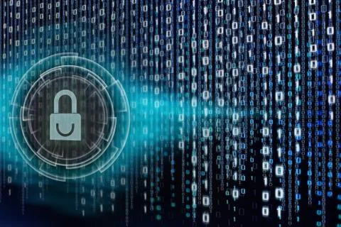 Computer data matrix. vertical digital binary code moving motion downward. li Stock Photos