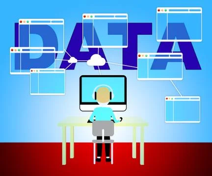 Computer Data Meaning Bytes Knowledge And Information Illustrazione stock