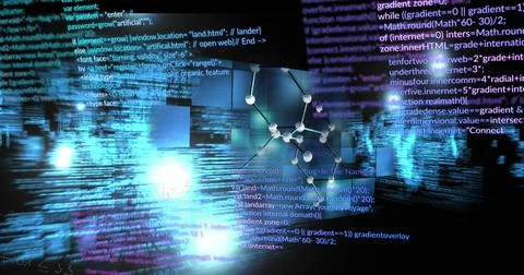 Computer data processing taking place on a transparent background Stock Photos