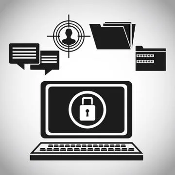 Computer data protection padlock Stock Illustration