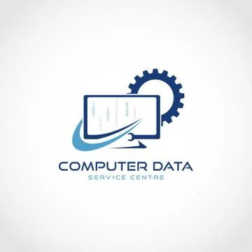 Computer Data Service Logo Design Illustrazione stock