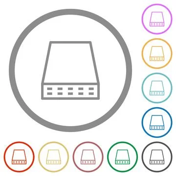 Computer data storage outline flat icons with outlines Illustrazione stock