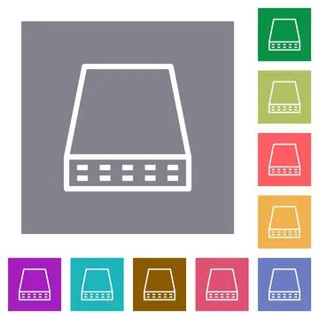 Computer data storage outline square flat icons Illustrazione stock