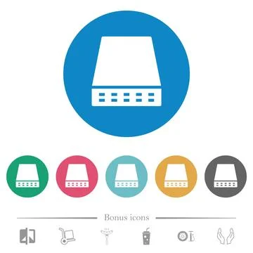 Computer data storage solid flat round icons 스톡 일러스트