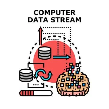 Computer data stream processing information for artificial intelligence Stock Illustration