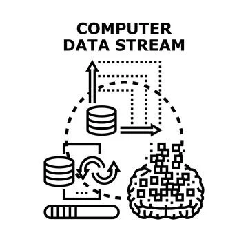 Computer data stream processing information for artificial intelligence Stock Illustration