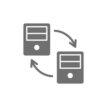 Computer data transfer grey icon. Isolated on white background Stock Illustration