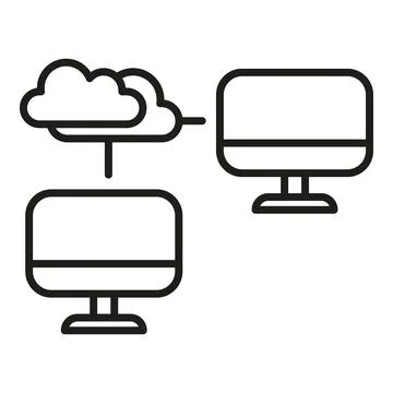 Computer data transfer icon outline vector. Station work Stock Illustration