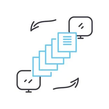 Computer data transfer line icon, outline symbol, vector illustration, concept Stock Illustration