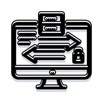 Computer data transfer security with locked network イラスト素材