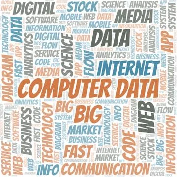 Computer Data vector word cloud, made with text only. Stock Illustration