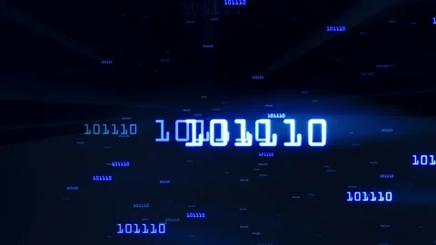 Computer database binary code on blue light background Stock Footage 336956879