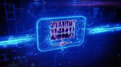 Computer database icon on abstract blue background Stock Footage 63491640