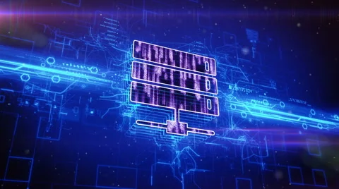 Computer database icon on abstract blue background Stock Footage 63491713