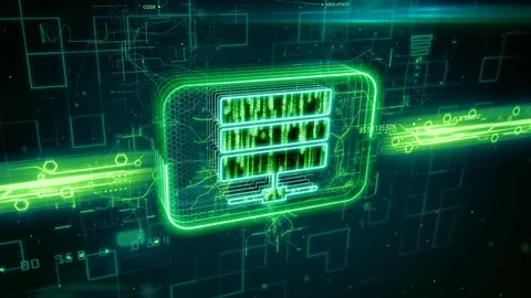 Computer database icon on abstract green background Video stock 72609870