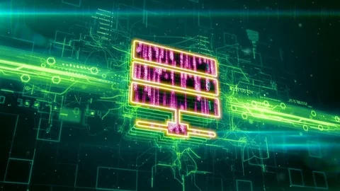 Computer database icon on abstract green background Stock Footage 72610183