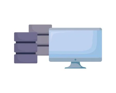 Computer database server on white background 스톡 일러스트
