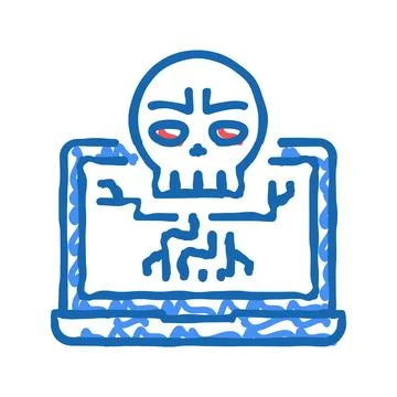 Computer death programm icon doodle illustration Stock Illustration