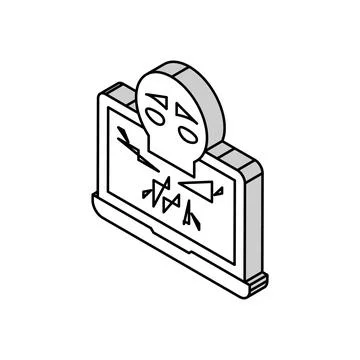 Computer death programm isometric icon vector illustration 스톡 일러스트