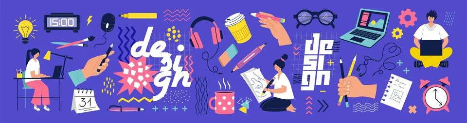 Computer design. Graphic UI content. Web designer. Website create. Draftsma.. Stockillustratie