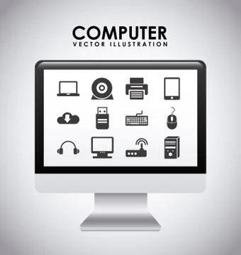 Computer design over gray background vector illustration Illustrazione stock