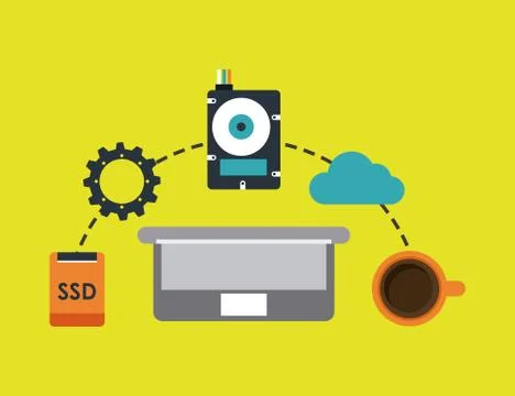 Computer design over green background vector illustration Stockillustratie