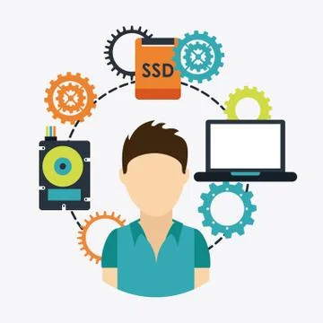 Computer design over white background vector illustration Stock Illustration