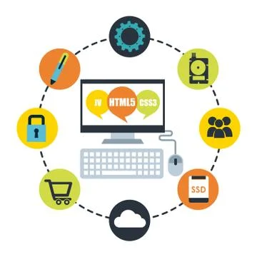 Computer design over white background vector illustration Stockillustratie