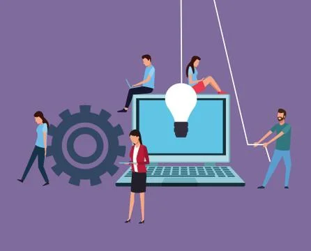 Computer design teamwork Stock Illustration