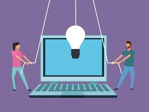 Computer design teamwork Stock Illustration