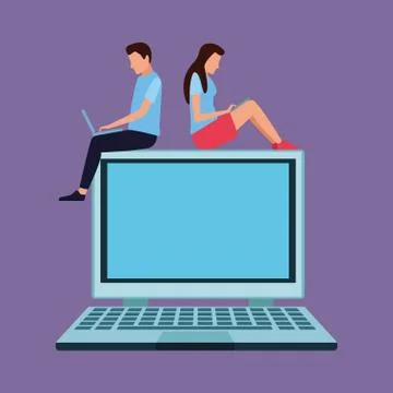 Computer design teamwork 스톡 일러스트