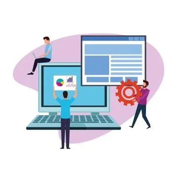 Computer design teamwork Stock Illustration