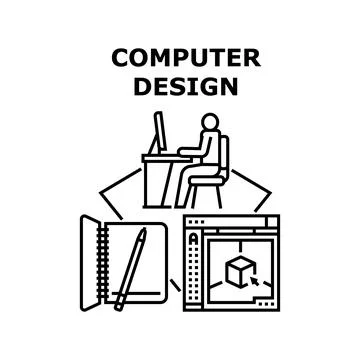 Computer Design Vector Concept Black Illustration Stock Illustration