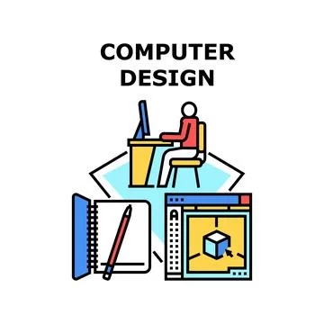 Computer Design Vector Concept Color Illustration Ilustración de archivo