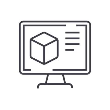 Computer design vector line icon, sign, illustration on white background, edi 스톡 일러스트