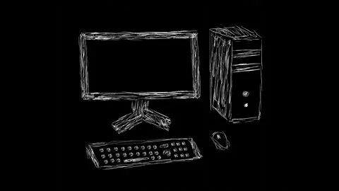 Computer Design in White Pencil Ink on Black Background Video stock 285666566