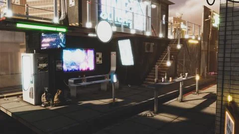 Computer designed natural landscape with forest environment 3D render Stock Illustration