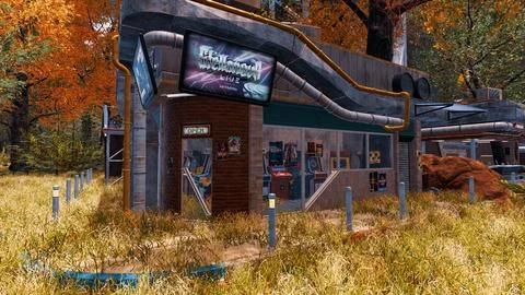 Computer designed natural landscape with forest environment 3D render Stock Illustration