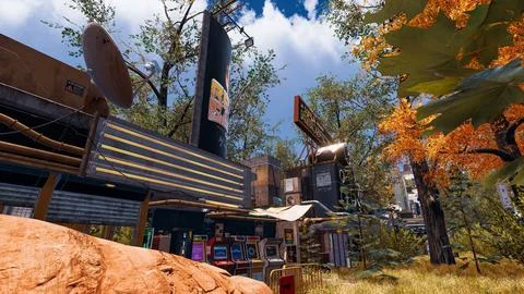 Computer designed natural landscape with forest environment 3D render イラスト素材