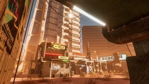 Computer designed natural landscape with forest environment 3D render Stock Illustration