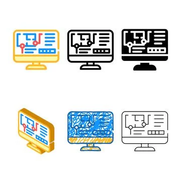 Computer designs architect software color icon vector Stock Illustration