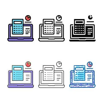 Computer designs calculator color icon vector color 스톡 일러스트