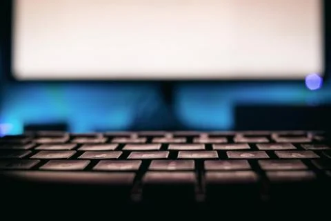 Computer Desk dark Stock Photos
