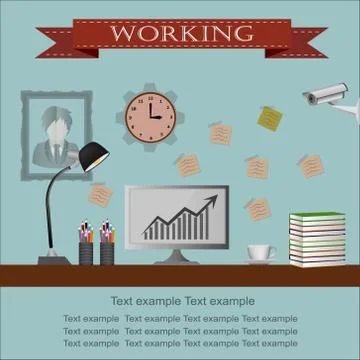 Computer on desk. EPS10 VECTOR Stock Illustration