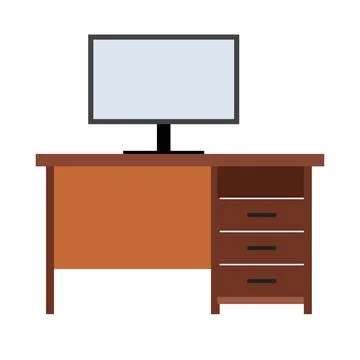 Computer desk flat icon Illustrazione stock