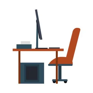 Computer desk icon cartoon isolated Stock Illustration