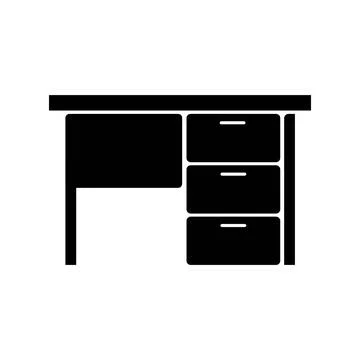 Computer desk icon, flat style. Stock Illustration