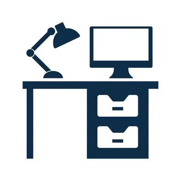 Computer desk Icon Stock Illustration